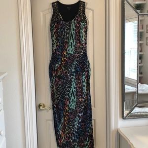 Colorful studded Cheetah Ruching Maxi Dress